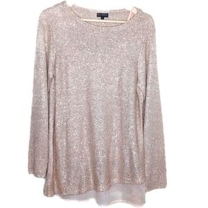 Sparkly pink sweater women's size large with cami